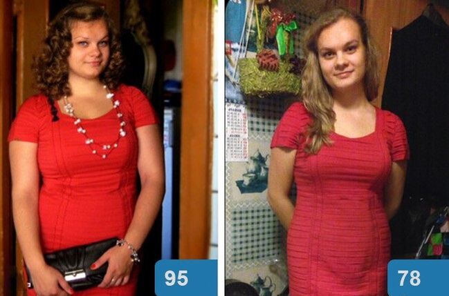 Meitene pirms un pēc svara zaudēšanas 4 nedēļu laikā pēc Maggi diētas